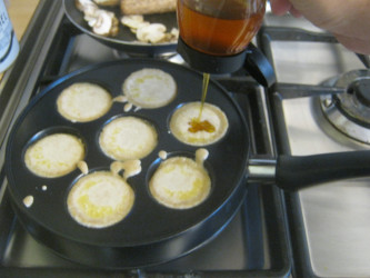 Add your syrup (or jam, or chees, or anything else you fancy in your pancake)