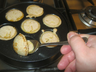 Flip the pancakes (surprisingly easy)