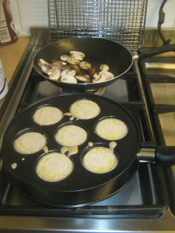 As the pancakes start to cook