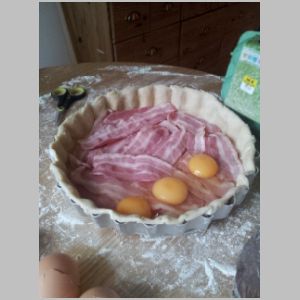 Break Eggs on top of bacon